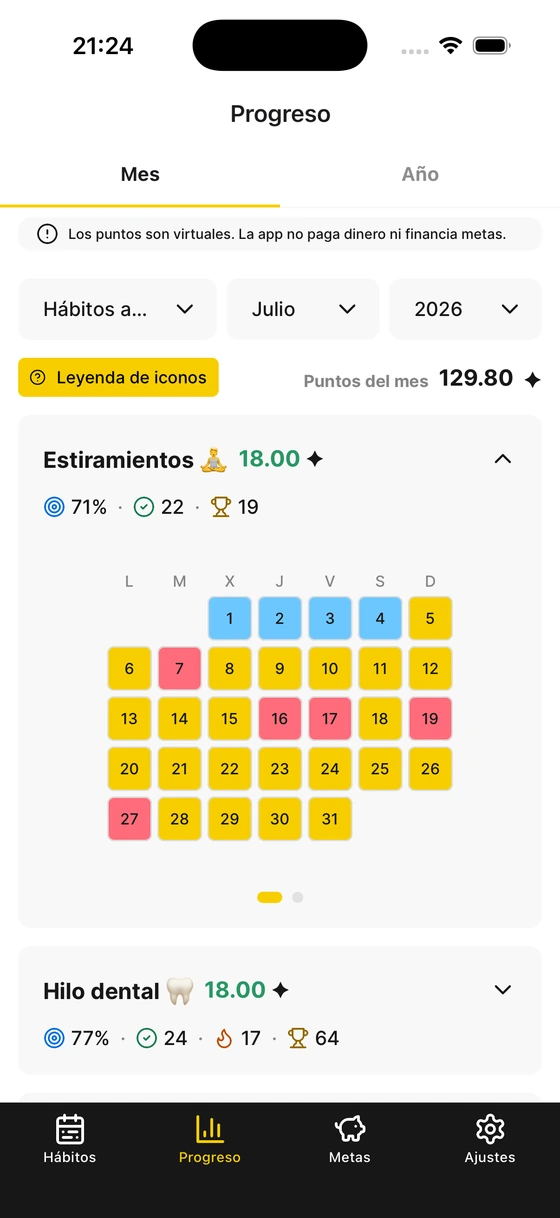 Captura de pantalla: Sigue tu progreso