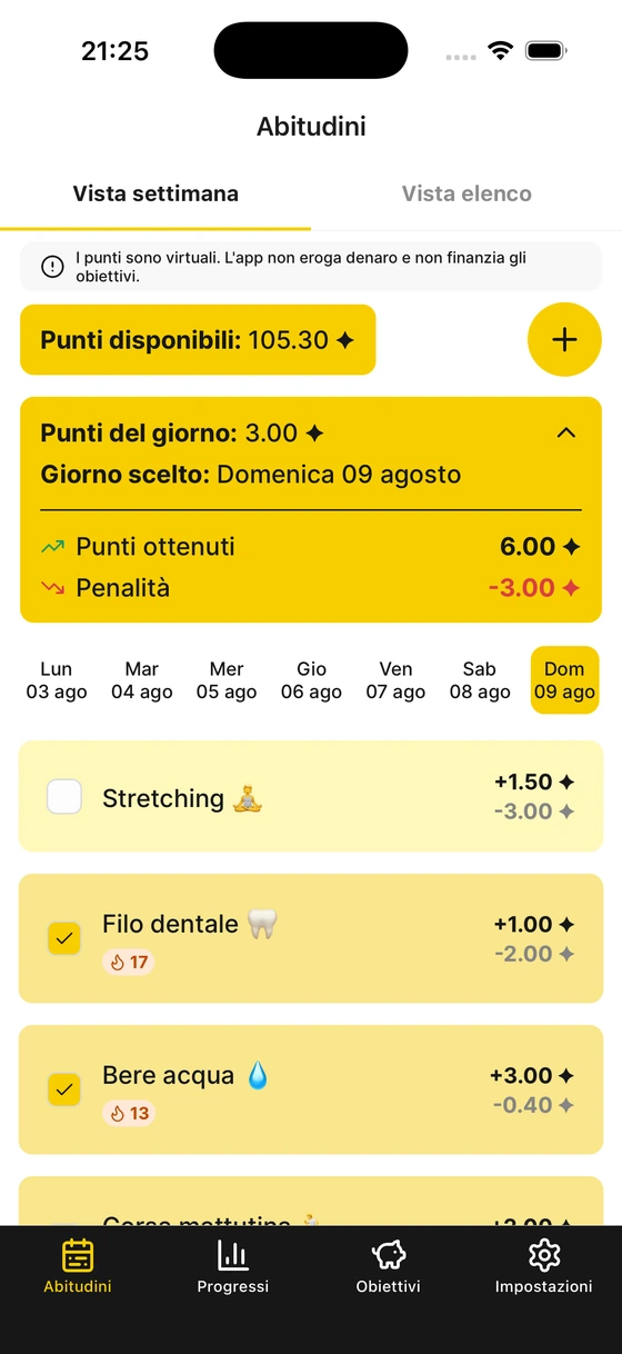 Screenshot: Gestisci le tue abitudini