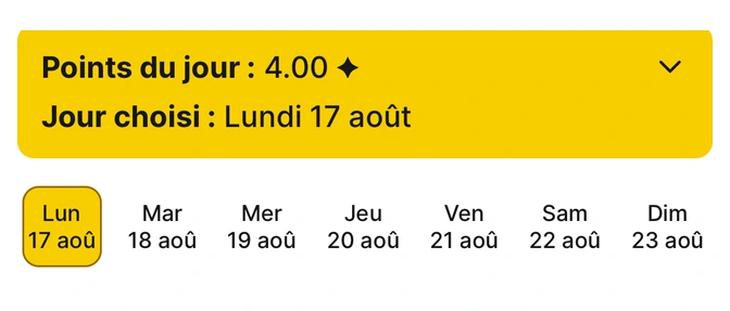Écran de la vue hebdomadaire des habitudes de Habit Bank